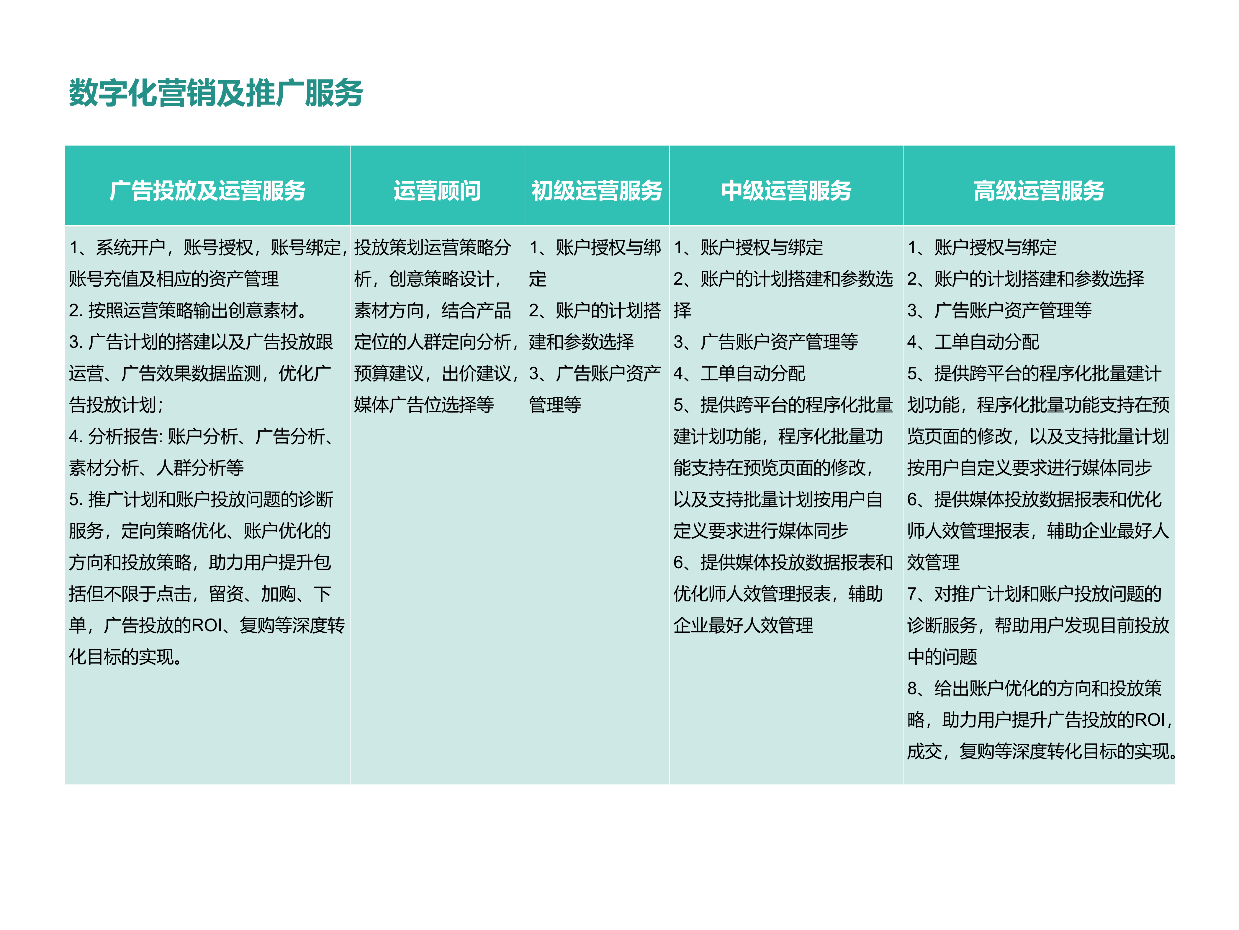 数字化营销及推广服务